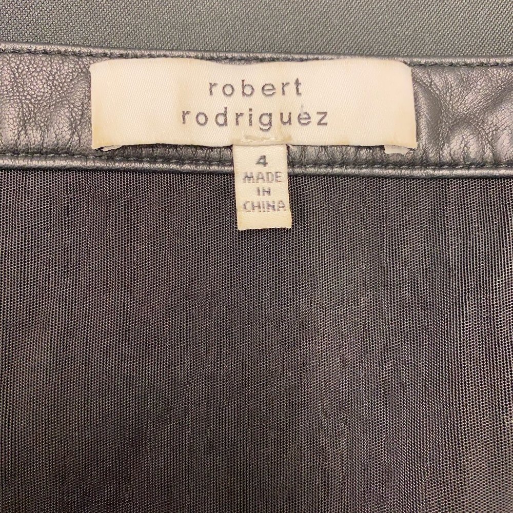 ROBERT RODRIGUEZ SLEEVELESS V NECK PEPLUM LEATHER TOP - Picture 6 of 8